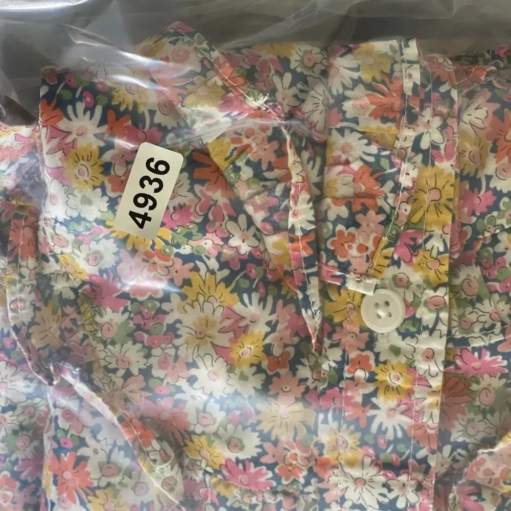 J.Crew Liberty London Band Collar Ruffled Shirt Womens‎ XS Libby Floral Cotton